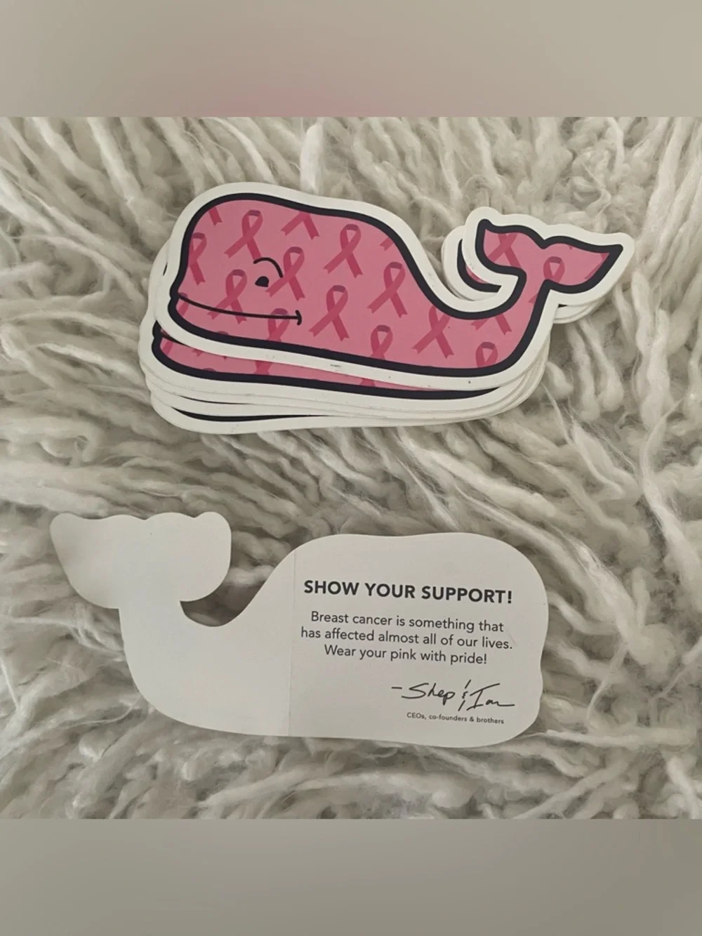 Vineyard Vines Pink Whale Sticker Pack - Breast Cancer Ribbon Design